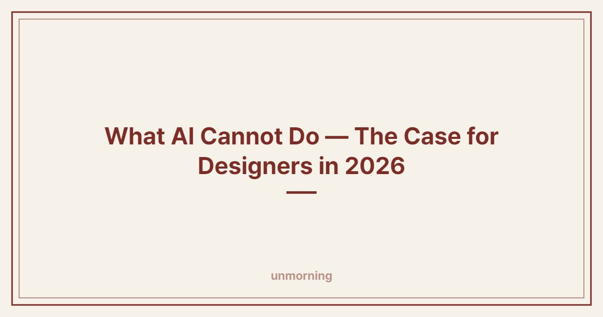 Title card: What AI Cannot Do — The Case for Designers in 2026