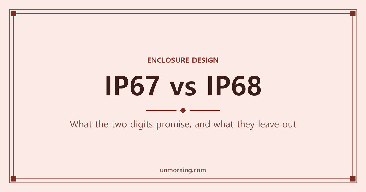 Title card reading IP67 vs IP68, what the two digits promise and what they leave out
